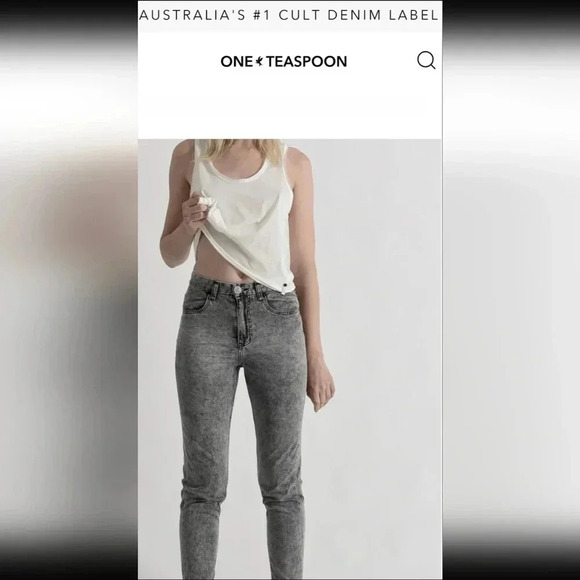 One X OneTeaspoon Society Legend Denim Jeans Grey Society Size 26 - Picture 2 of 13